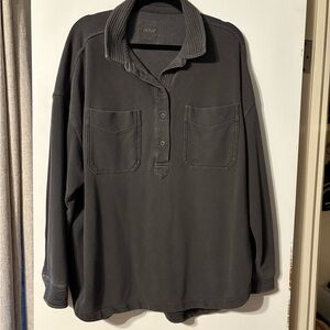 Aerie Gray Half Button Pullover